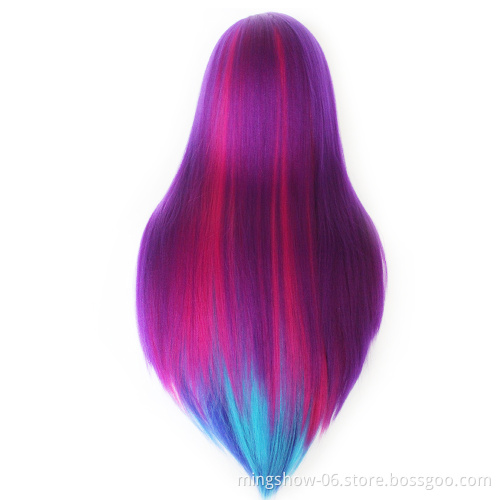 28" 100% High Temperature Fiber Colorful Hair Training Head Nice Hairdressing Doll Heads Mannequin Head To Practice Braiding